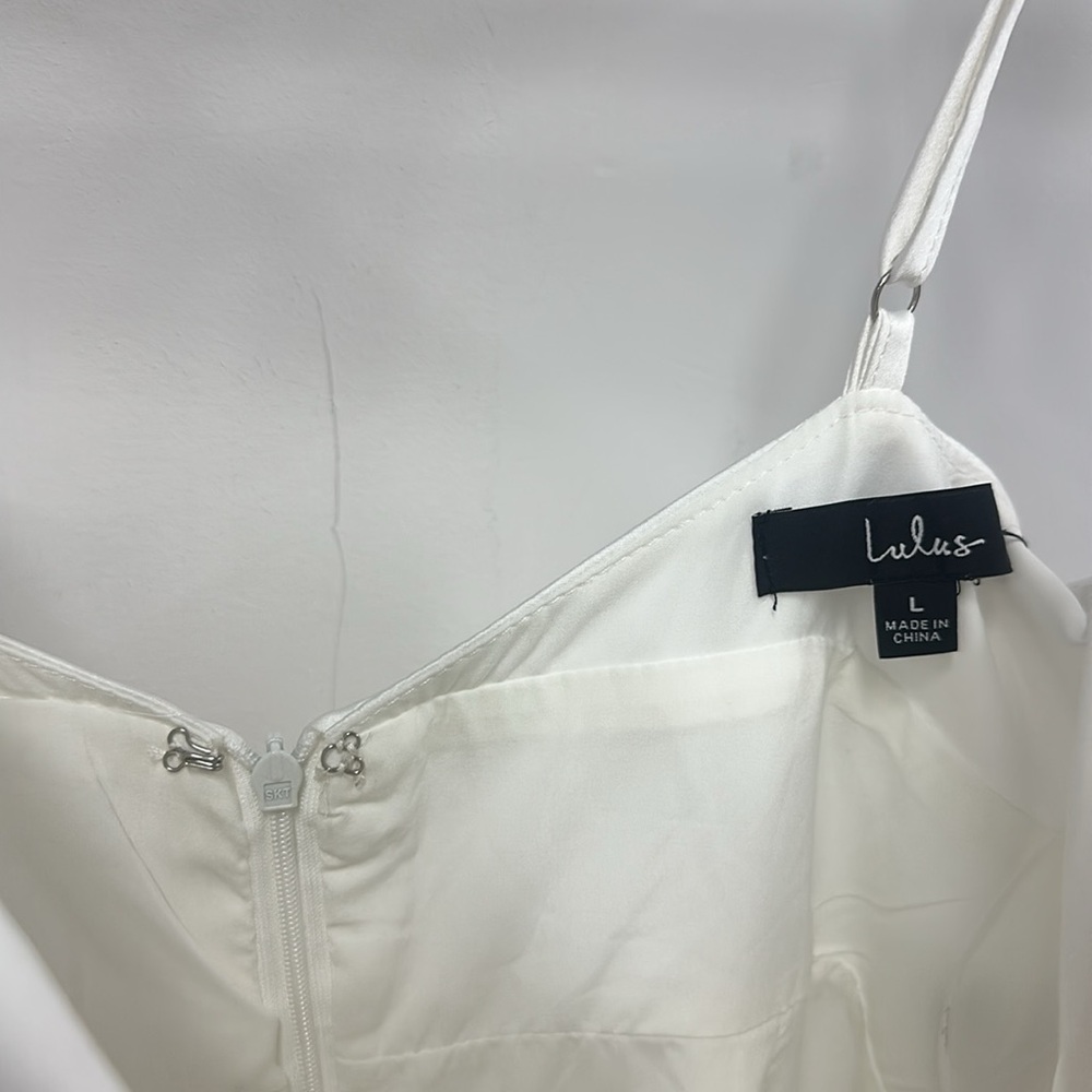 Irresistible Essence White Satin Sleeveless Midi Dress with slit - Lulus L NEW - Picture 8 of 11